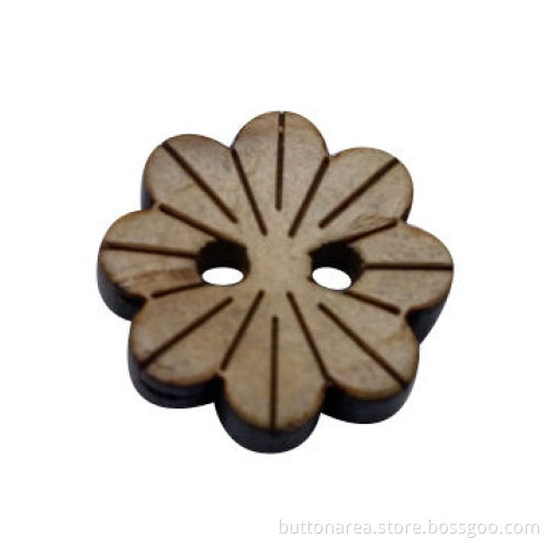 14mm wooden button in flower shape